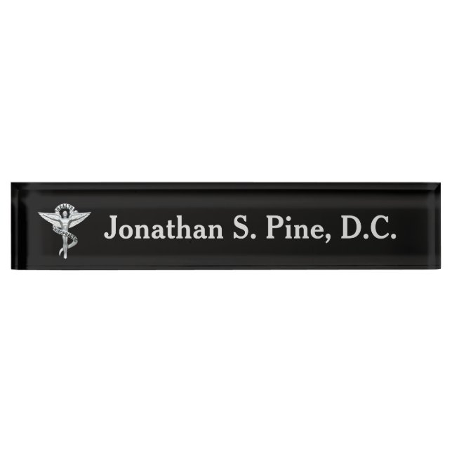 Chiropractic Emblem Personalized Desk Nameplate (Front)