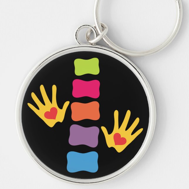 Chiropractic Hands and Spine Keychain (Front)