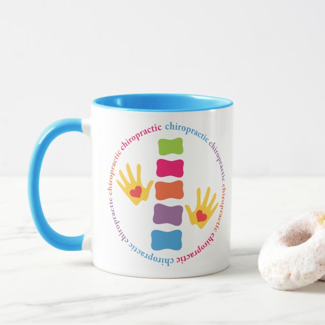 Chiropractic Hands and Spine Mug (With Donut)