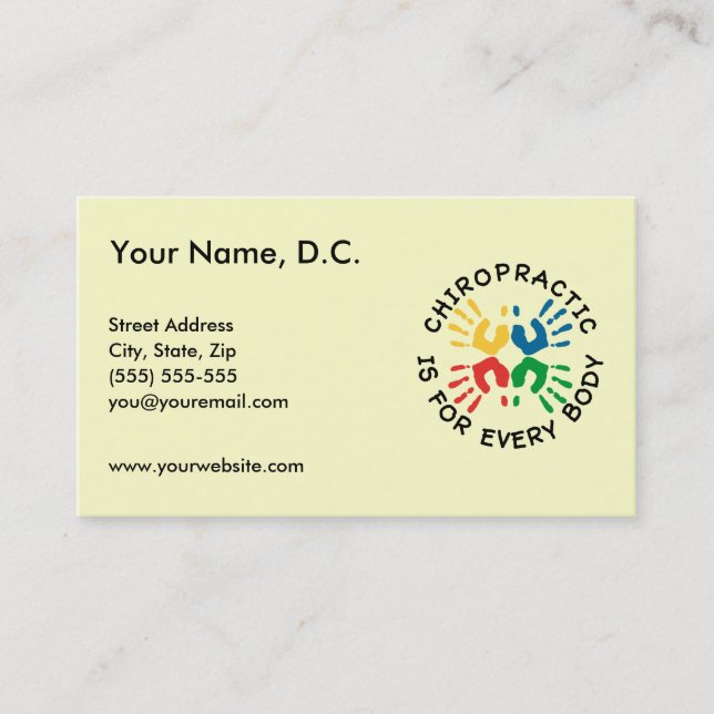 Chiropractic Is For Every Body Business Cards (Front)