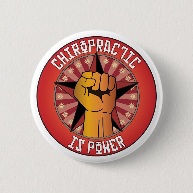 Chiropractic Is Power 2 Inch Round Button (Front)