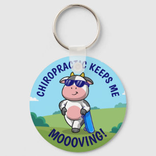 Chiropractic Keeps Me Moooving  Keychain