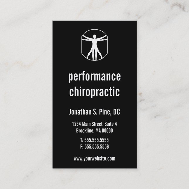 Chiropractic Logo Vertical Business Cards (Front)