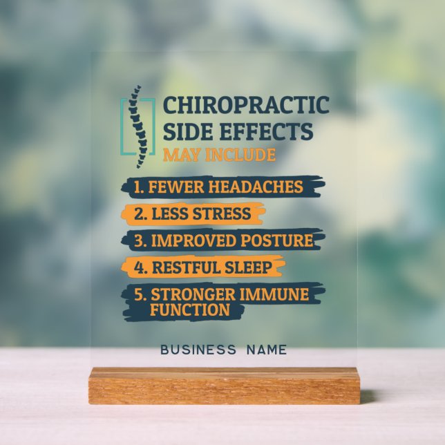 Chiropractic Side Effects Chiropractor Gag Custom Acrylic Sign (Neutral)