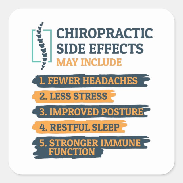 Chiropractic Side Effects Funny Chiropractor Gag Square Sticker (Front)