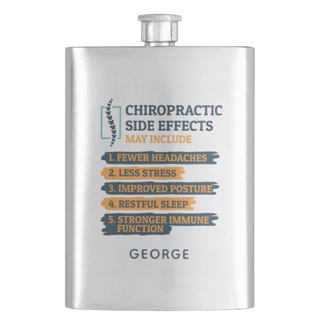 Chiropractic Side Effects Gag Hip Flask (Front)