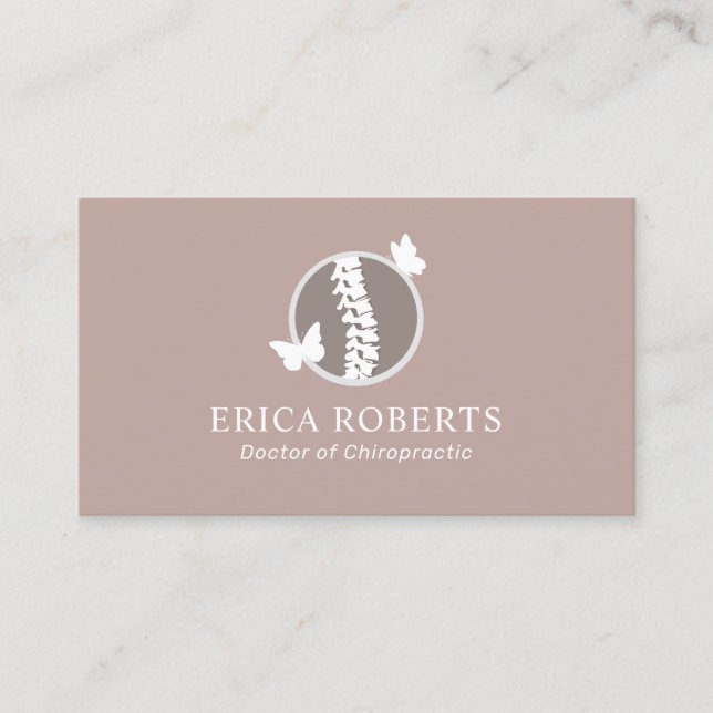Chiropractic Spine & Butterfly Logo Chiropractor  Business Card (Front)