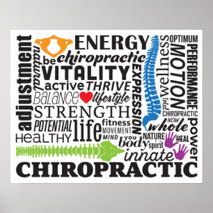 Chiropractic Words and Elements Collage Poster
