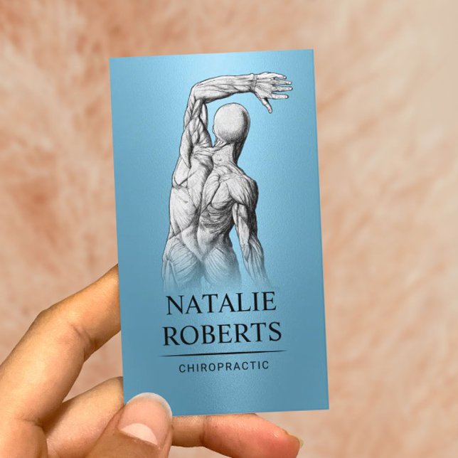 Chiropractor Anatomy Modern Blue Chiropractic Business Card (Creator Uploaded)