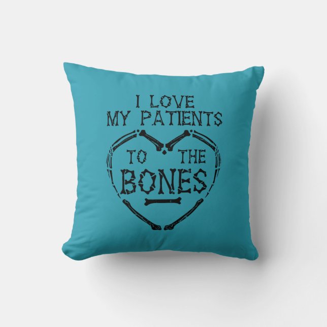 Chiropractor Bones Love Heart Adjustor Throw Pillow (Front)