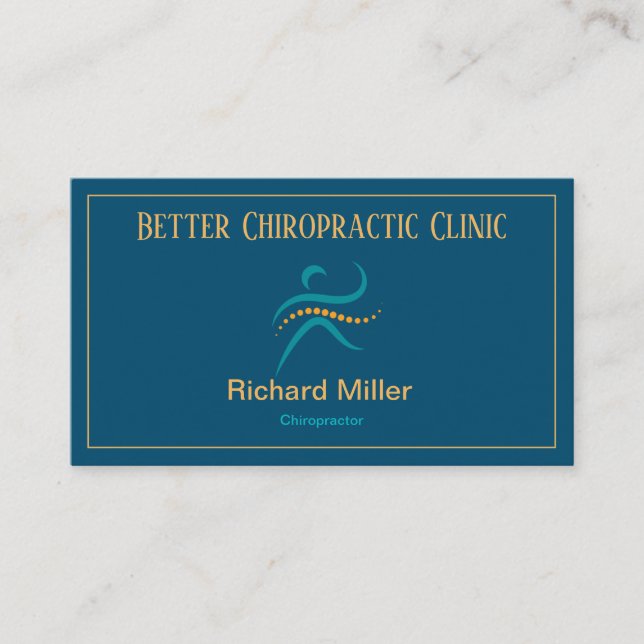 Chiropractor Carte de visite d'or bleu (Devant)