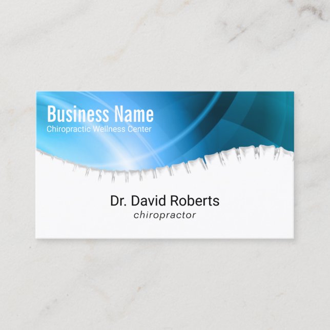 Chiropractor Chiropractic Spine Modern Blue Chiro Business Card (Front)
