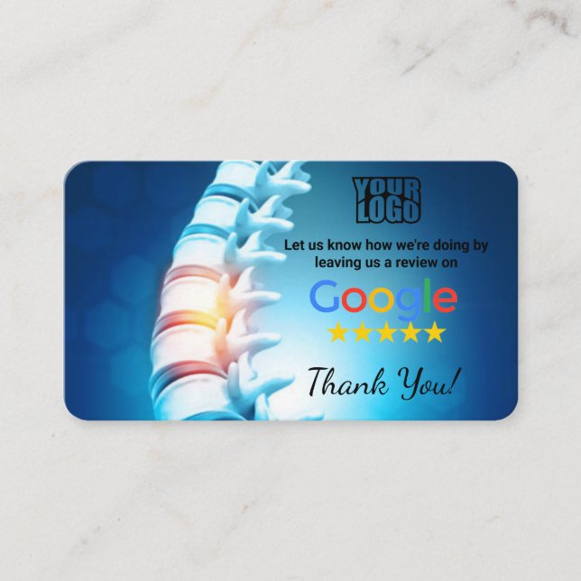 Chiropractor Google Review Template Card With QR - (Front)