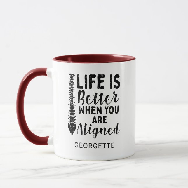 Chiropractor Life is Better Aligned Mom Birthday Mug (Left)