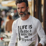 Chiropractor Life is Better When Aligned Coworker  T-Shirt<br><div class="desc">Showcase your passion for spinal health with this playful chiropractor-themed t-shirt featuring the clever slogan "Life is Better When You're Aligned." Perfect for practicing professionals or chiropractic students, this conversation-starting shirt combines professional pride with a dash of humour that both colleagues and patients will appreciate. The eye-catching design makes an...</div>