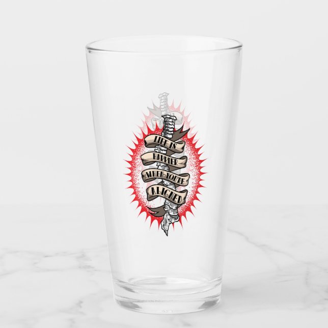 Chiropractor Life is Happier When you're aligned Glass (Front)
