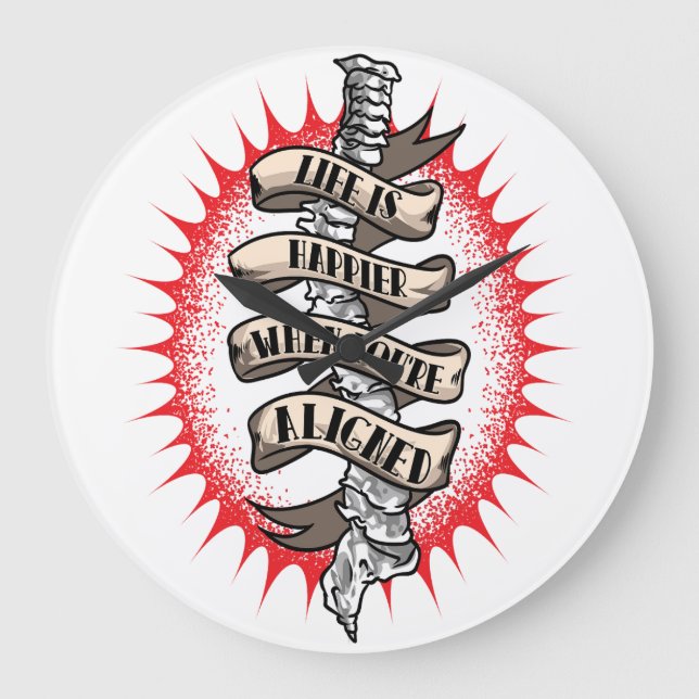 Chiropractor Life is Happier When you're aligned  Large Clock (Front)