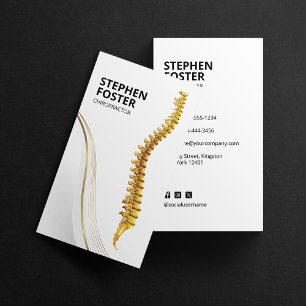 Chiropractor Massage Therapy Doctor Gold Spine Business Card