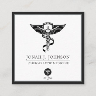 Chiropractor   Minimalist Black and Grey Border Square Business Card