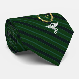 Chiropractor Professional Monogram Green Faux Gold Tie