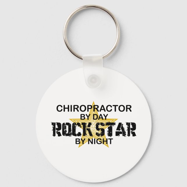 Chiropractor Rock Star by Night Keychain (Front)