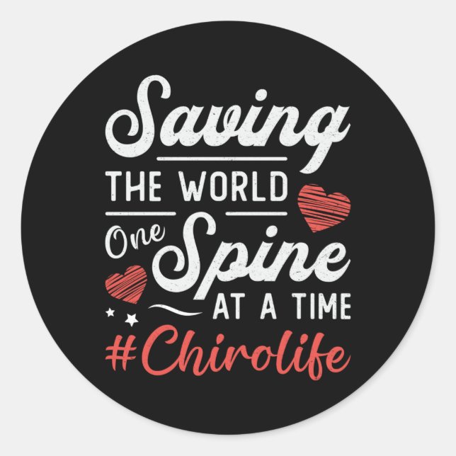 Chiropractor Saving The World Spine Chiropractic Classic Round Sticker (Front)