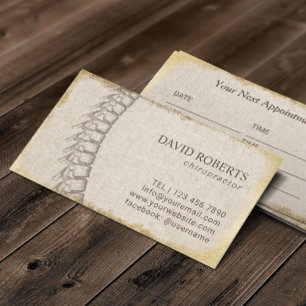 Chiropractor Spine Vintage Gold Grunge Appointment Card
