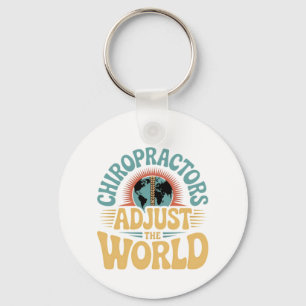 Chiropractors Adjust the World Retro Design Keychain