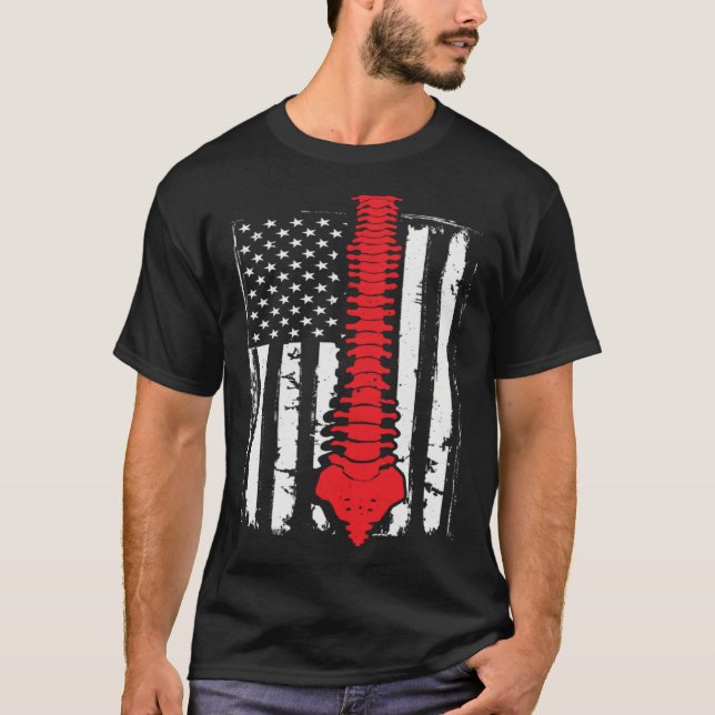 chiropractors USA Flag spines for chiropractic  2 T-Shirt (Front)