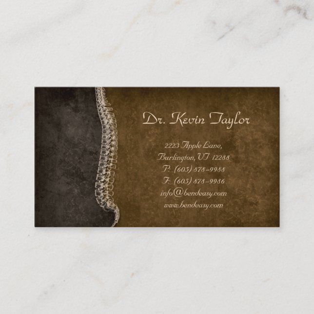 Chiropraticien Carte de visite Chiropratique Spine (Devant)