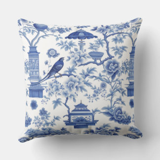 CHIRPING CHINOISERIE IN BLUE! THROW PILLOW