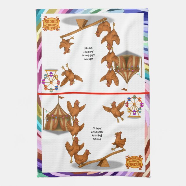 Chirpy Chickens acrobat squad Kitchen Towel (Vertical)