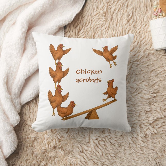 Chirpy Chickens acrobat squad Throw Pillow (Blanket)