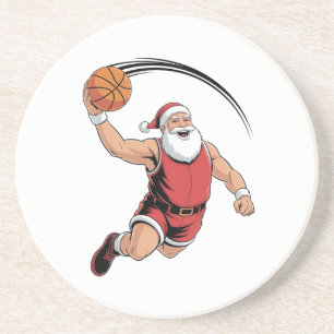 Chirstmas Basketball Playing Santa Claus Sport Coaster