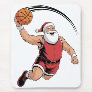 Chirstmas Basketball Playing Santa Claus Sport  Mouse Pad