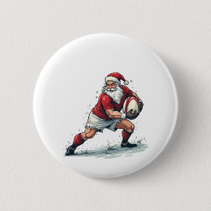Chirstmas Fantasy Football Playing Santa Claus 2 Inch Round Button