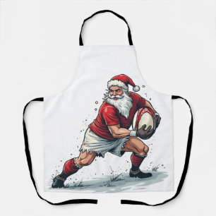 Chirstmas Fantasy Football Playing Santa Claus Apron