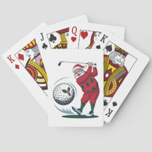 Chirstmas Fantasy Golf Playing Santa Claus Cards