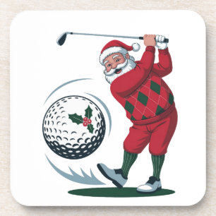 Chirstmas Fantasy Golf Playing Santa Claus   Coaster