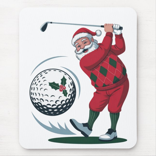 Chirstmas Fantasy Golf Playing Santa Claus   Mouse Pad (Front)
