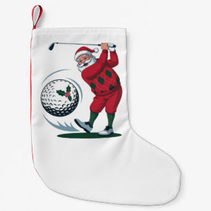 Chirstmas Fantasy Golf Playing Santa Claus Small Christmas Stocking