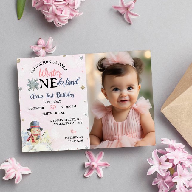 Chirstmas Girl ONEderland Photo Invitation (Creator Uploaded)