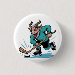 Chirstmas Playing Icehockey Spooky Christmas Sport 1 Inch Round Button