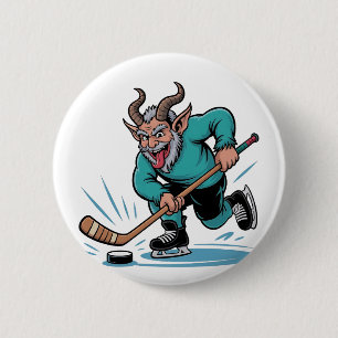 Chirstmas Playing Icehockey Spooky Christmas Sport 2 Inch Round Button