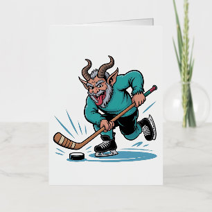 Chirstmas Playing Icehockey Spooky Christmas Sport Foil Holiday Card