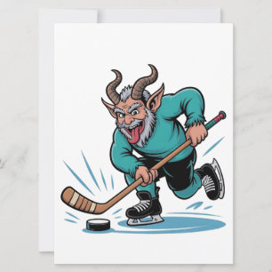 Chirstmas Playing Icehockey Spooky Christmas Sport Holiday Card