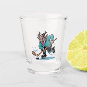 Chirstmas Playing Icehockey Spooky Christmas Sport Shot Glass