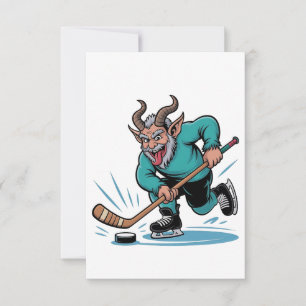Chirstmas Playing Icehockey Spooky Christmas Sport Thank You Card