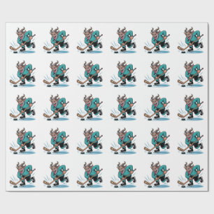 Chirstmas Playing Icehockey Spooky Christmas Sport Wrapping Paper