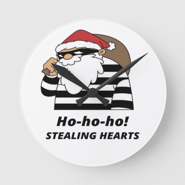 chirstmas stealing heart  round clock (Front)